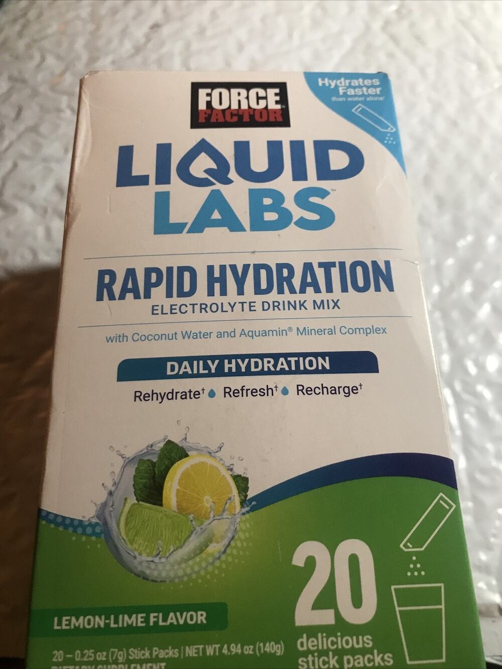 Force Factor Liquid Labs Electrolytes Powder, Hydration Packets - Lemon Lime